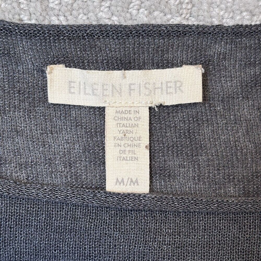 Eileen Fisher Organic Linen Blend Top Sz M Rolled Neck Minimalist Quiet Luxury - Picture 7 of 7
